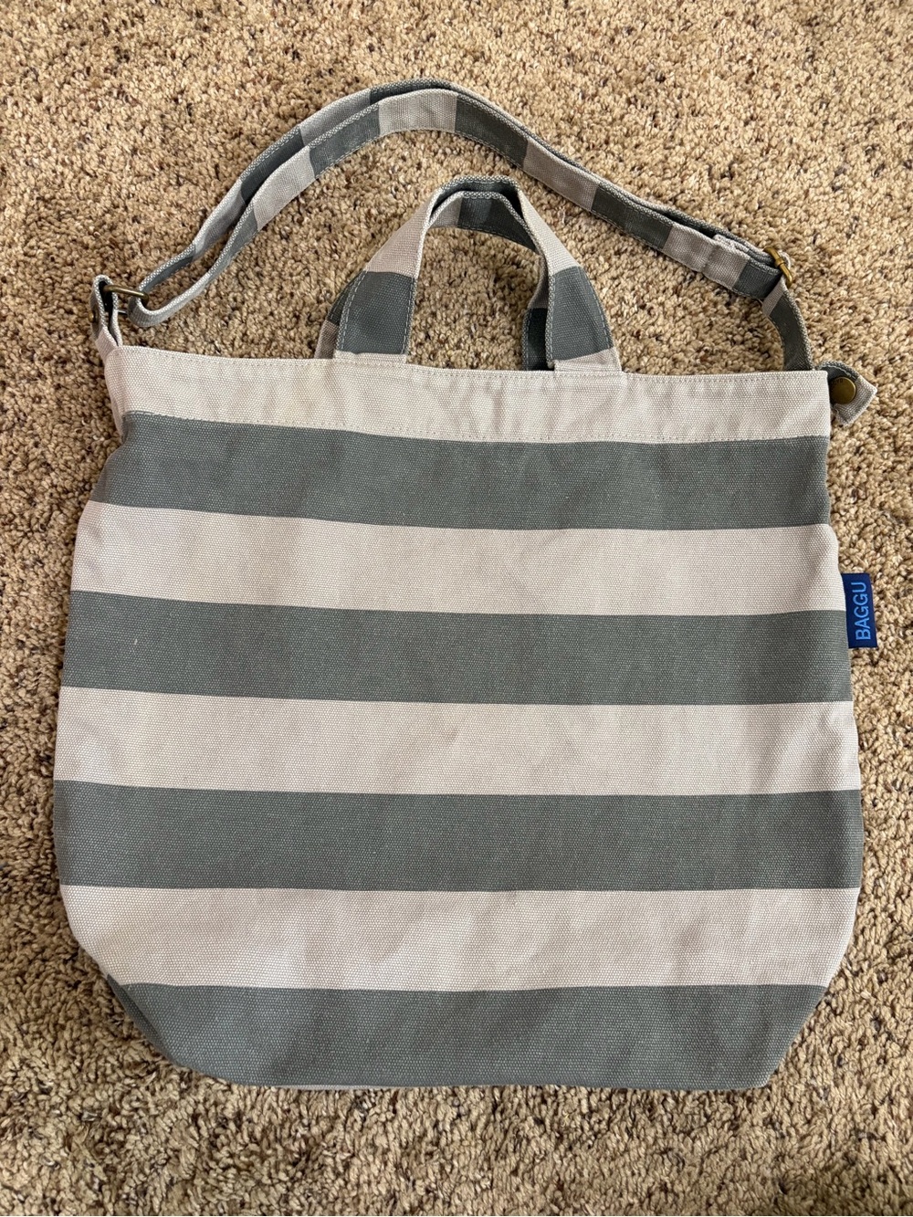 Baggu Zip Duck Bag Stripe Grey